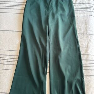Dark Green Wide-Leg Pants